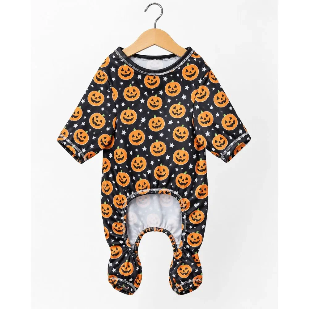 Pup Crew Halloween Pumpkin Dog Costume Pajamas – Large, Fits 21–24
